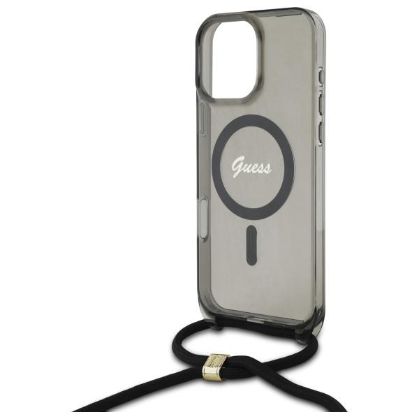 Guess Guhmp16Lhctsgnsk Iphone 16 Pro     6.3 Czarny/Black Hardcase Crossbody Cord Script Magsafe