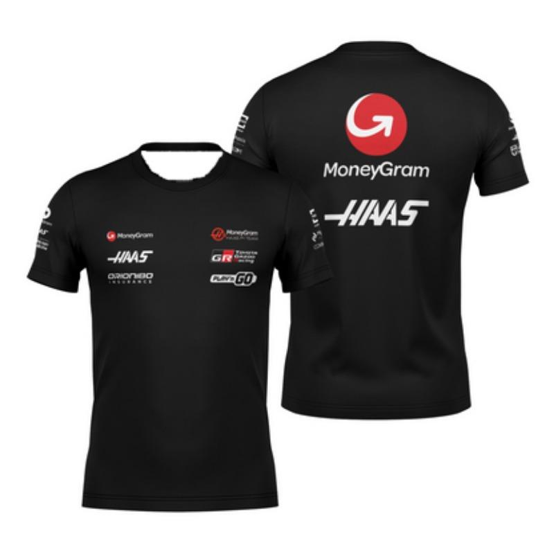 Haas Черная команда 3D-печатная футболка 2025 Новая мужская и женская спортивная модная футболка Летняя повседневная с коротким рукавом детские футболки Топ