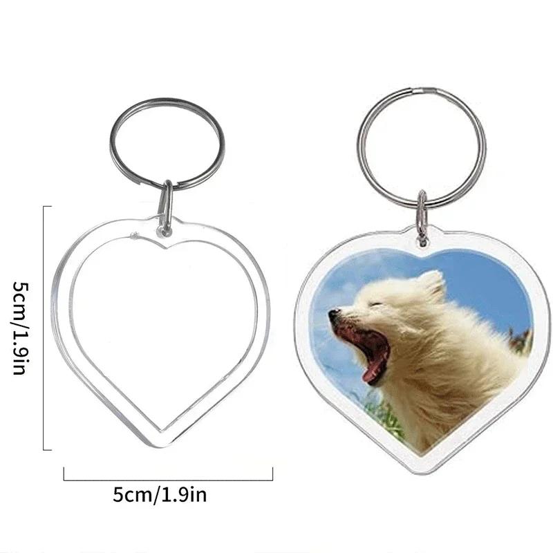 5/50pcs 2025 New Acrylic Transparent Blank Inlaid Photo Keychains Photo Frame Keychain Holder DIY Split Keychain Gift