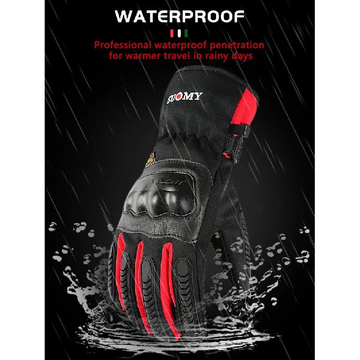 SUOMY Motorcycle Gloves Winter Waterproof Windproof Motorbike Motocross Racing Gloves Touchscreen Warming Moto Biker Gloves