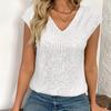 Summer New Women's V-neck Sequined Short Sleeved Top Vest for Women