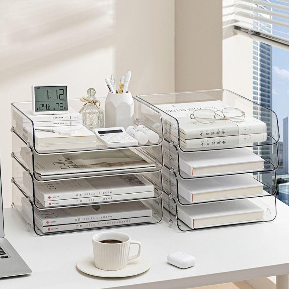 Large Capacity Desktop File Tray Stackable Paper Holder Shelf  Home Office