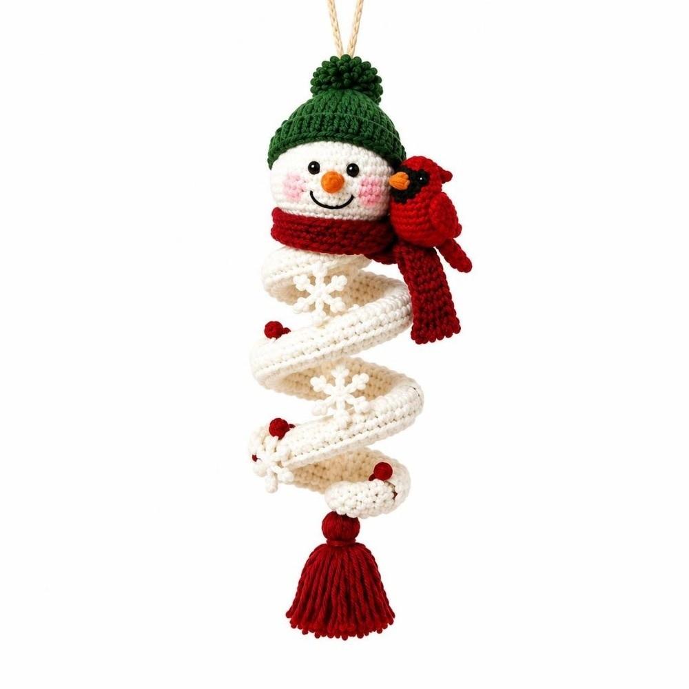 Beginner Friendly Christmas Crochet DIY Kit Hademade Yarn Project Snowman Spiral Ornament Hanging Making Kit