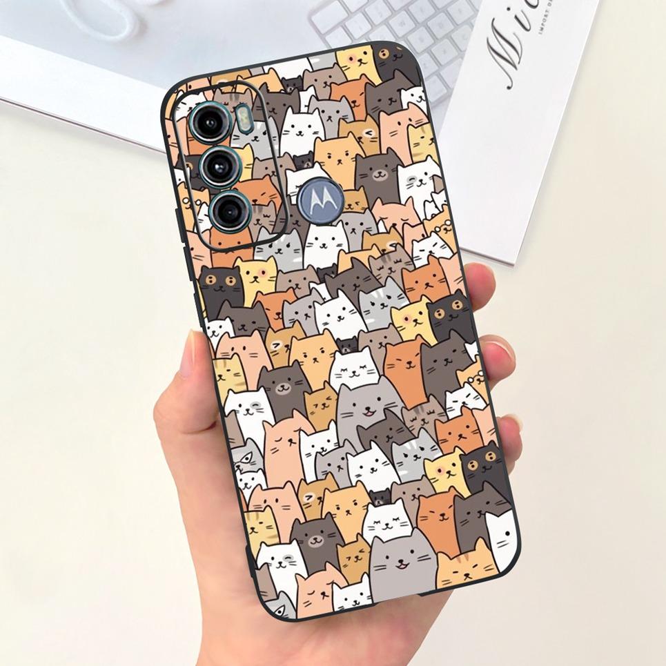 For Cover Motorola Moto G60 5G G50 5G 4G Back Shell Goth Black Night Stylish Cartoon Pattern Funda Case Motorola G50 G60 5G Soft