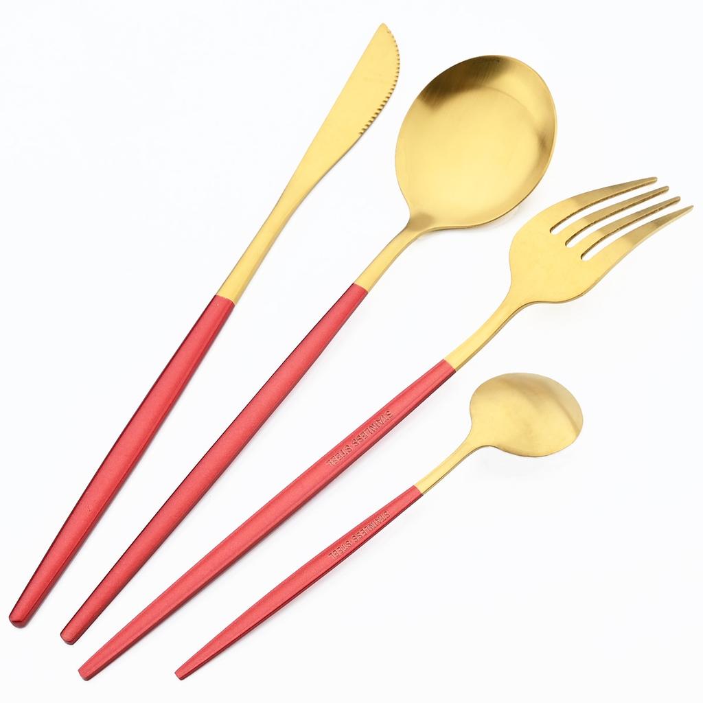 36 шт. Золотая посуда из нержавеющей стали, посуда, набор столовых приборов в западном стиле, ножи, вилка для торта, чайная ложка, столовые приборы, кухонное серебро