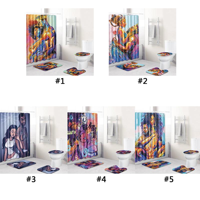 4 афро-американских пара занавески для душа фланелевый нескользящий коврик для ванной коврик