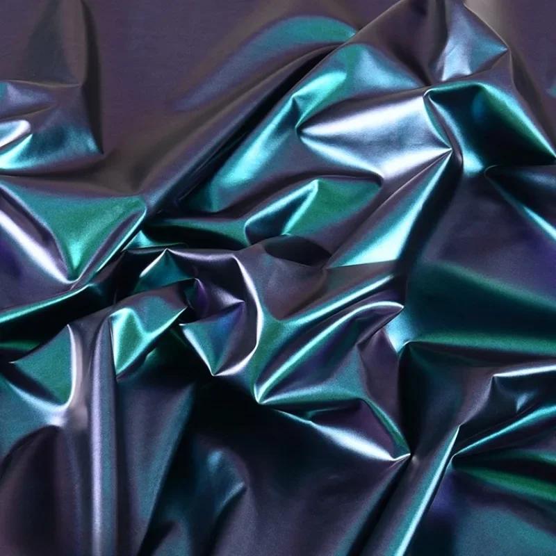 100x150 см искусственная кожа хамелеон водонепроницаемый пуховик ткань глянцевая симфония градиент для кожаной куртки ткани материалы