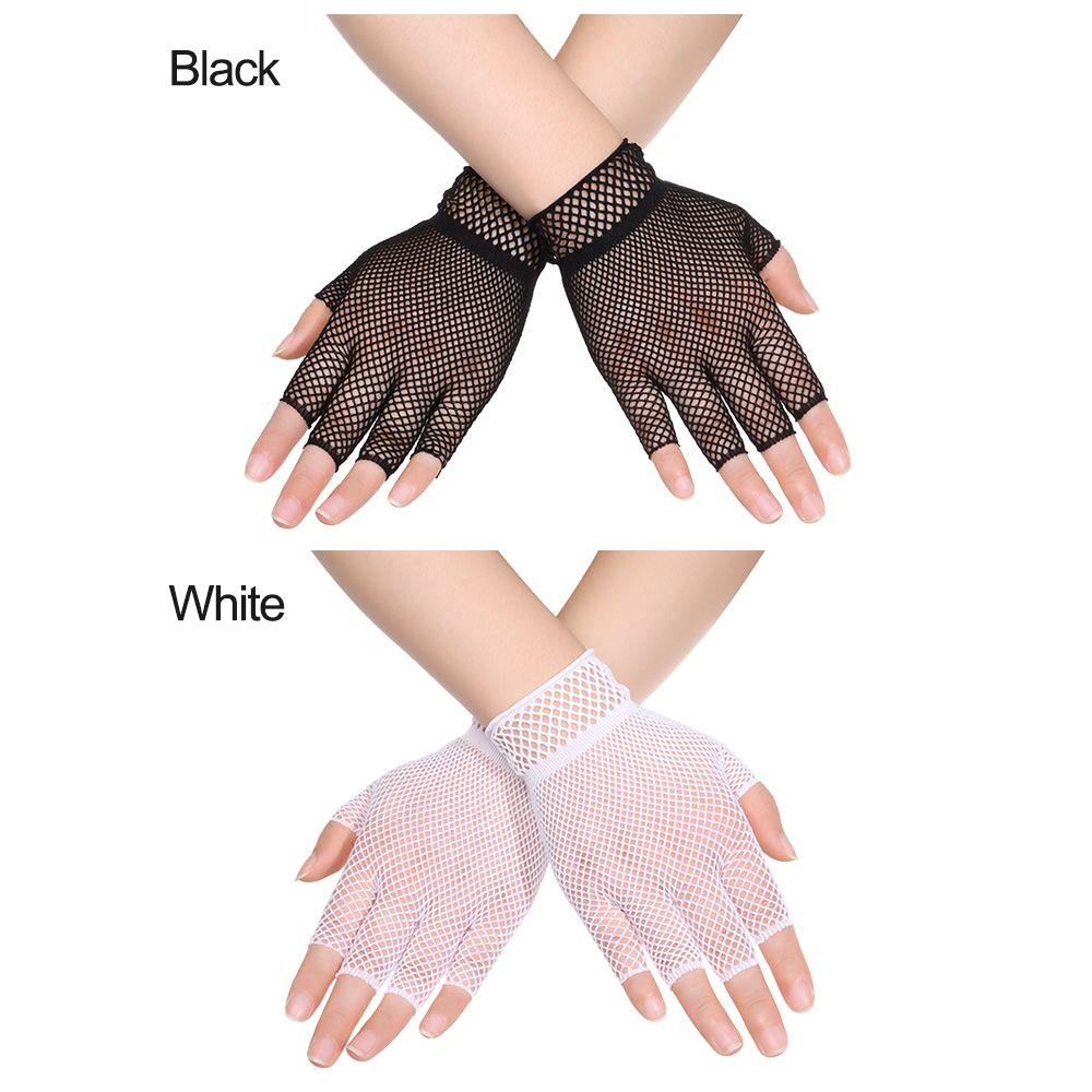 Women Men Fishing Net Stretch Half-finger Gloves Lace Mittens Short Gloves Mesh Fishnet Gloves