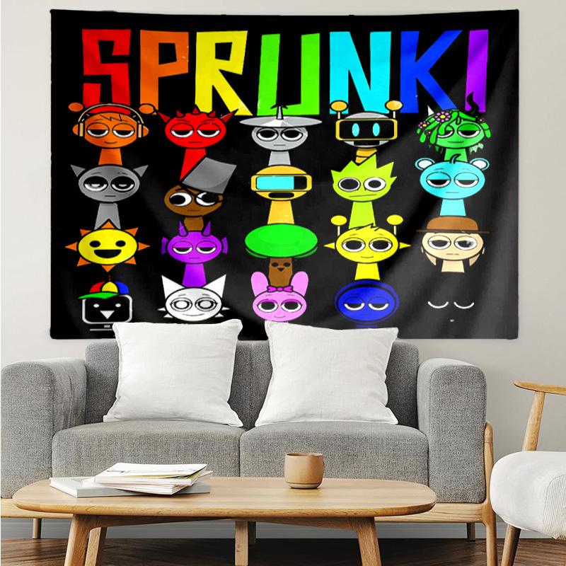 Incredibox Sprunki Tapestry for Bedroom Aesthetic Classroom Tapestries Wall Hanging for Living Room Dorm Office,Ideal Creative Gift
