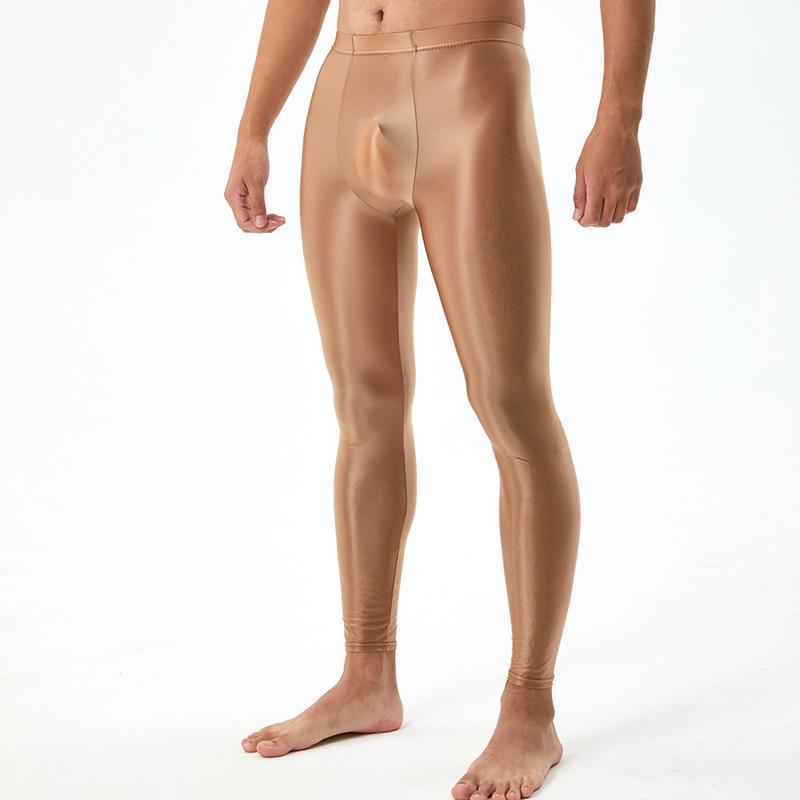 Мужские шелковистые гладкие сексуальные узкие леггинсы U-образные выпуклые глянцевые брюки для бодибилдинга больших размеров блестящие