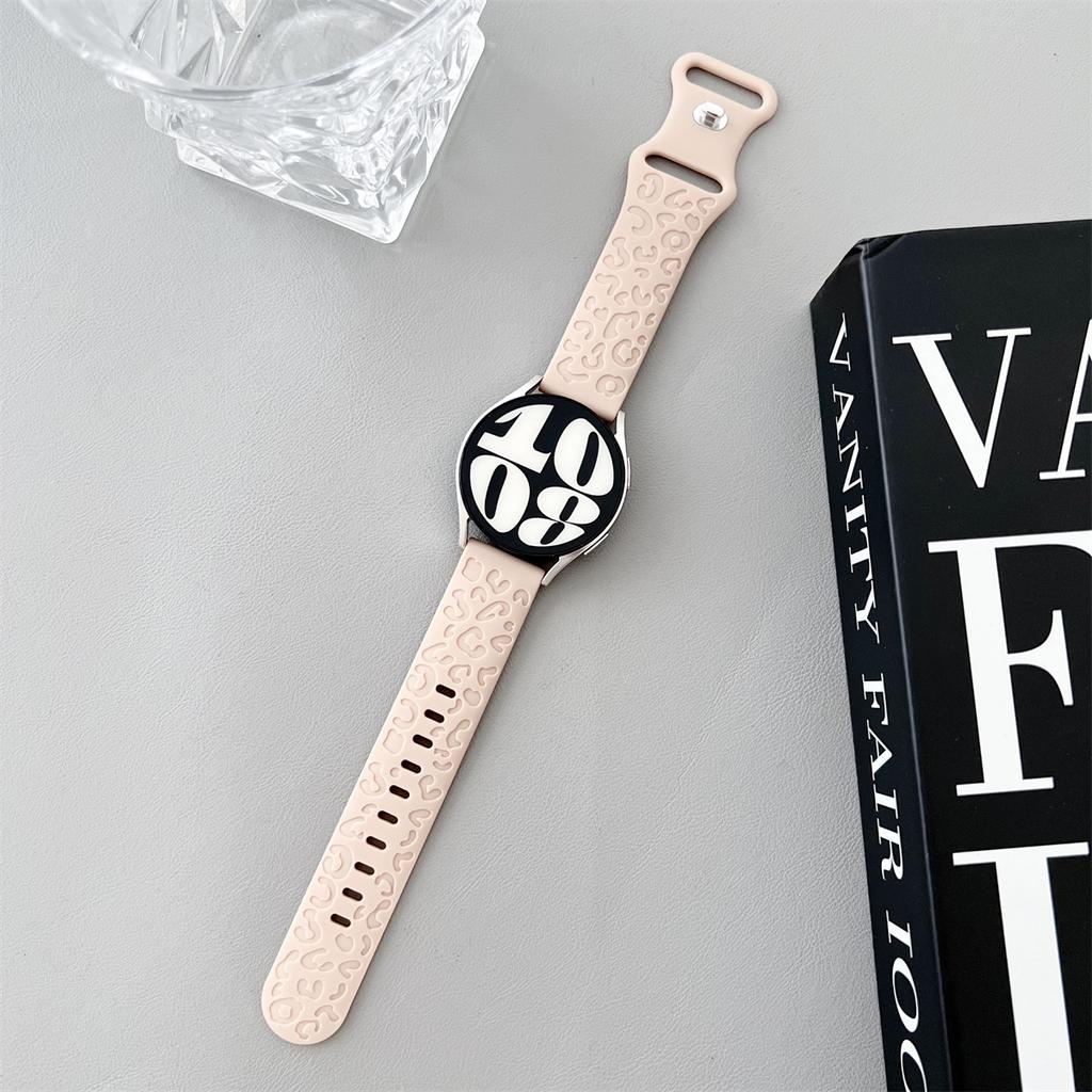 Ремешок с леопардовой гравировкой 20 мм, 22 мм для Samsung Galaxy Watch 6, 5, 4, 40 мм, 44 мм, силиконовый милый ремешок Gear S3 6, классический, 43 мм, 47 мм, Active 2