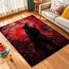 1PC Samurai with red moon backdrop Print Carpet Rug for Living Room Bedroom Sofa Doormat Home Decor Non-slip Floor Mat