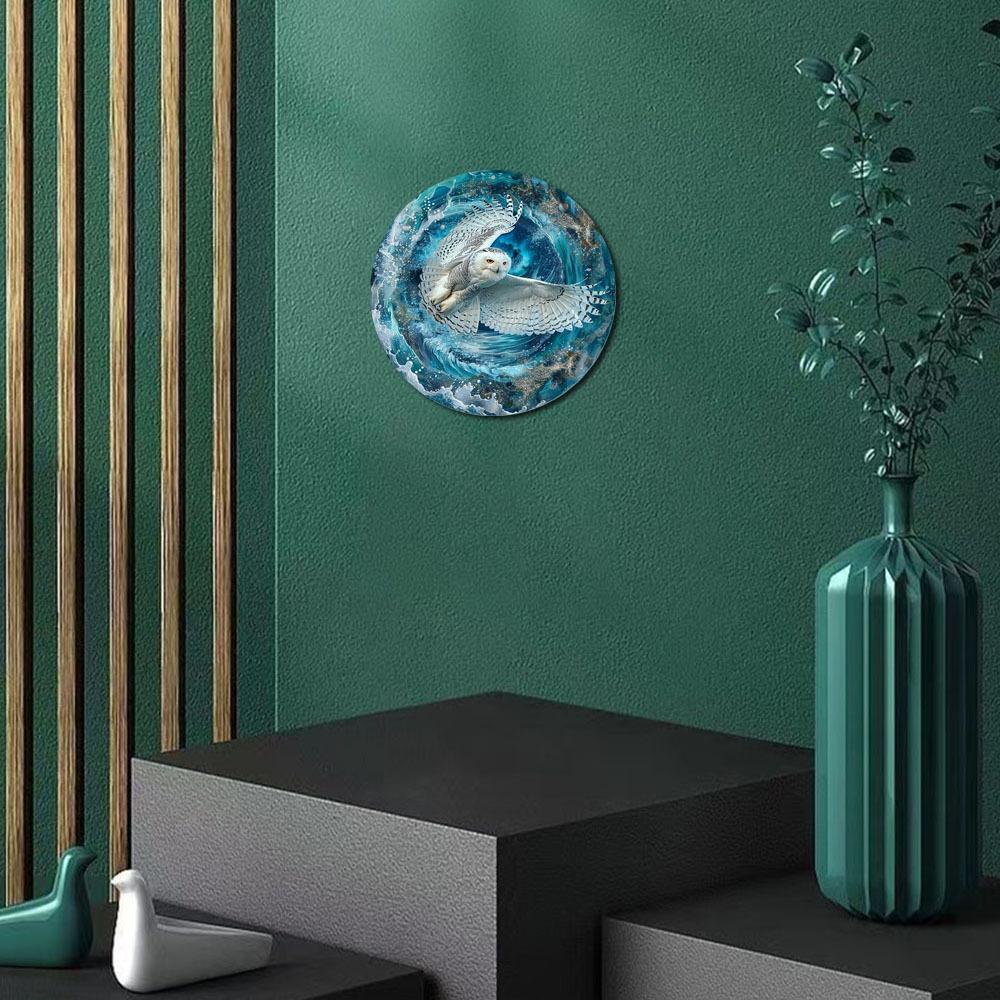 Тематический знак «Снежная сова», круглый деревянный декоративный знак для дома, настенное украшение, праздничный подарок, идеальный подарок на День матери