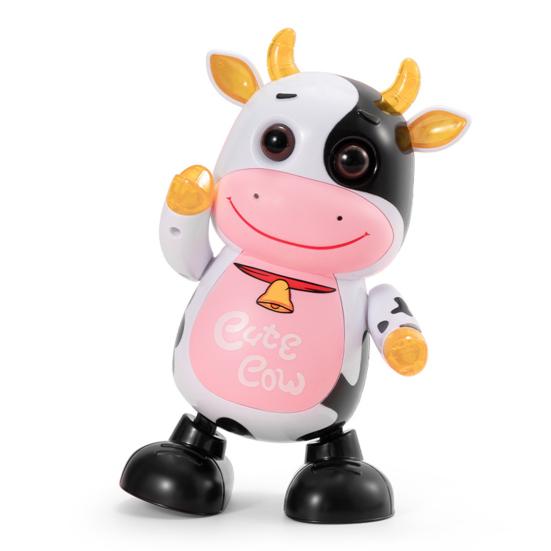 Kids Electric Cow Toy with LED Light Music Singing Dancing Cartoon Dairy Cattle Toy Toddlers Interactive Educational Movable Eyes Animal Musical Toy