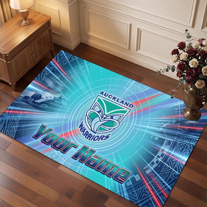 Wigan Warriors Personalized Crystal Velvet Carpet, Customized Name Text Soft Anti‑Slip Rug for Living Room Bedroom