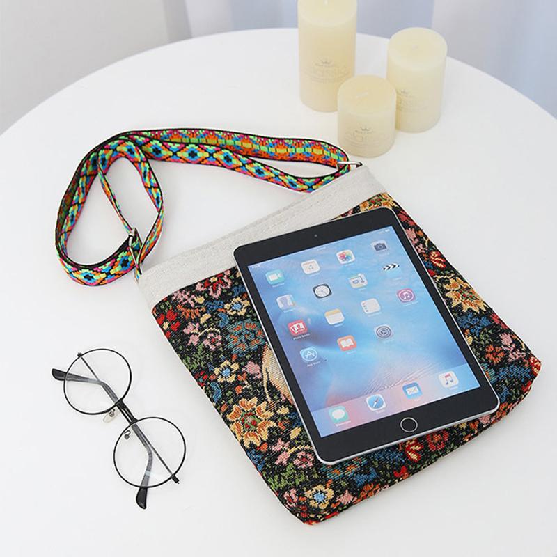 Yogodlns Холщовая сумка кроссбоди в этническом стиле с вышивкой слона для женщин и девушек