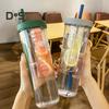 700ml Straw Cup with Foldable Straw Built-in Filter Tea Bin Easy To Clean Versatile Drinking Straw Cup