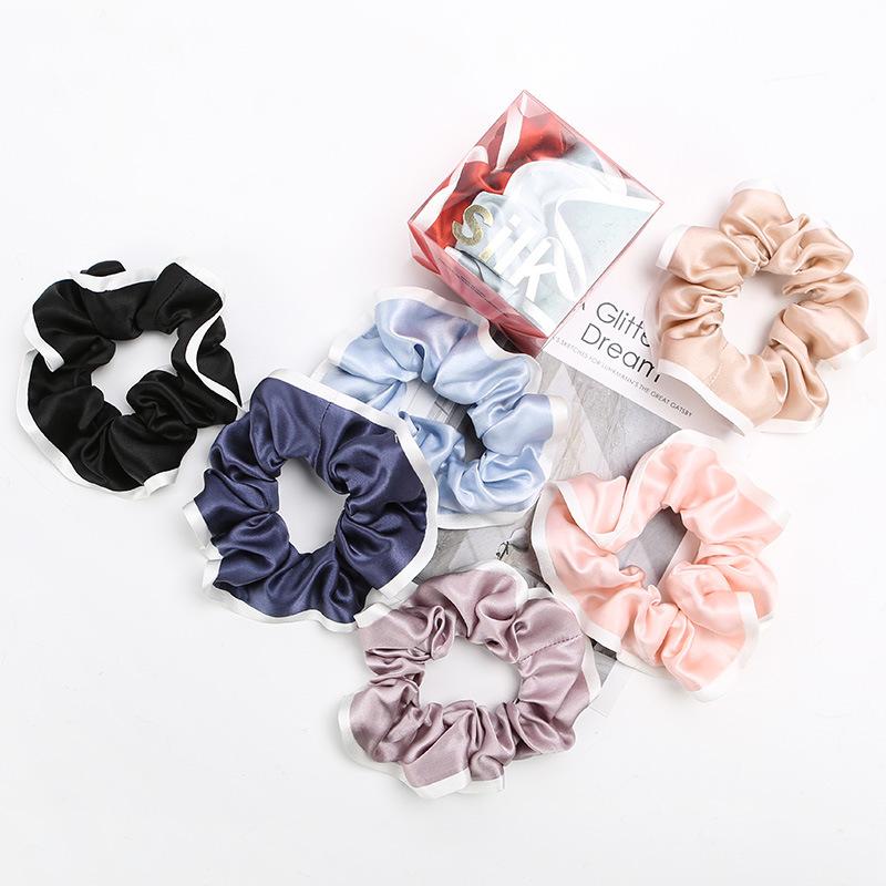 Butterfly embroidery 19 mmi color matching silk hair band hand-woven Korean version sweet headrope 100 mulberry silk large intestine hair band