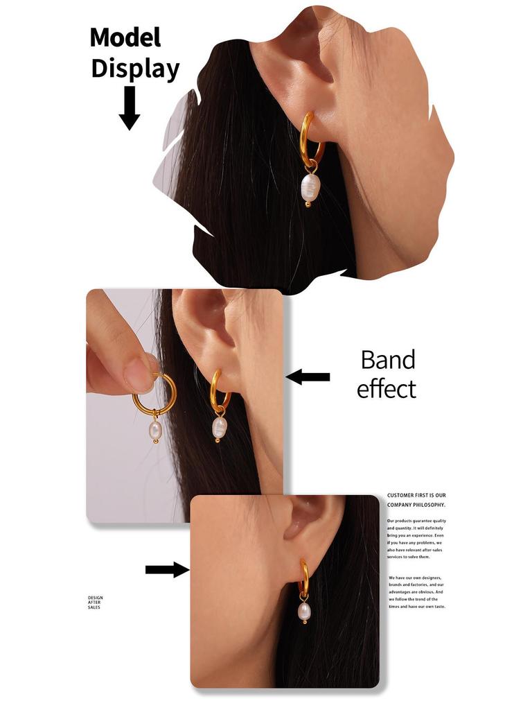 Серьги из натурального пресноводного жемчуга в корейском стиле, титановая сталь с покрытием из 18-каратного золота, простые и универсальные для женщин