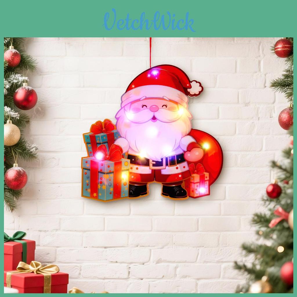 Santa Claus Snowman Elk Led Door Hanging Ornament For Christmas Indoor Decor