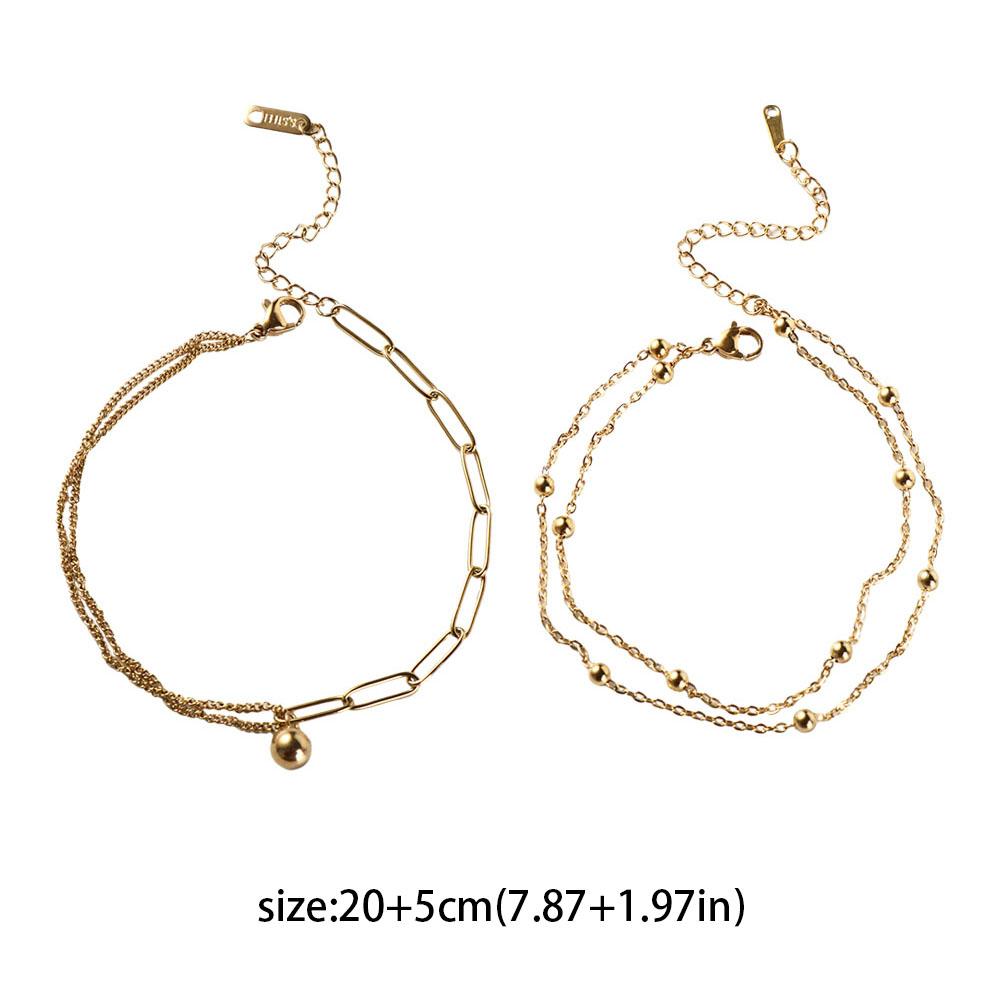 Двухслойный модный браслет на щиколотку из титановой стали с бусинами, классика лета