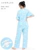 SAZAC Cinnamoroll and Milk Shirt Powder Stretch Short Sleeve and Long Pants Loungewear Pajamas, Fabric, Women's Set, (Sax/L/SAN1951)