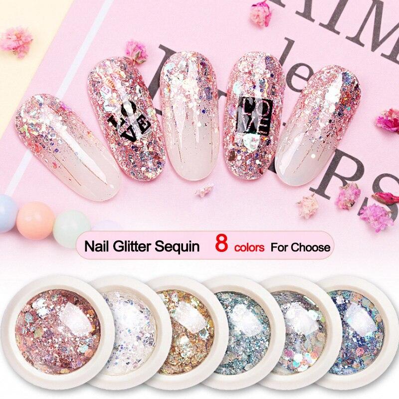 Limegirl Acrylic Kit with Lamp Nail Extension Gel Kit 8 Colors Glitters Nail Art Manicure Kit