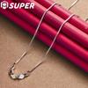 925 Sterling Silver Box Chain Slide Smooth Geometric Bead Pendant Necklace Jewelry