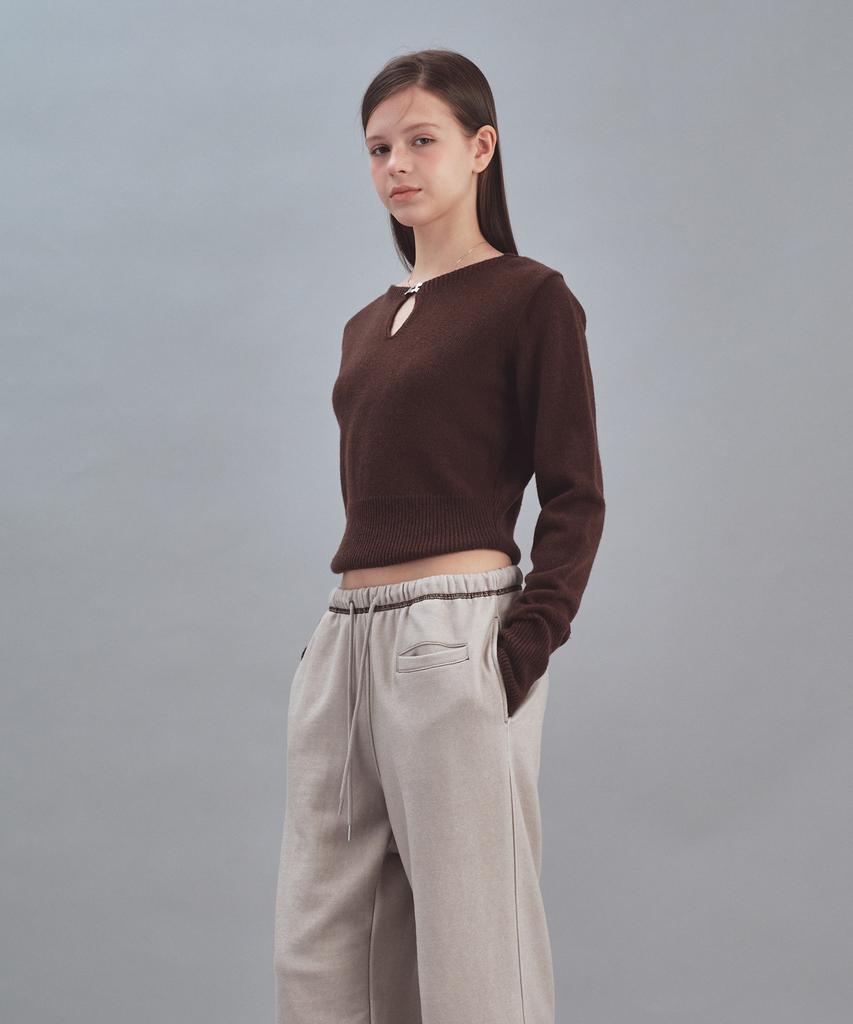 REST&RECREATION Logo Clip Knit Top - Brown