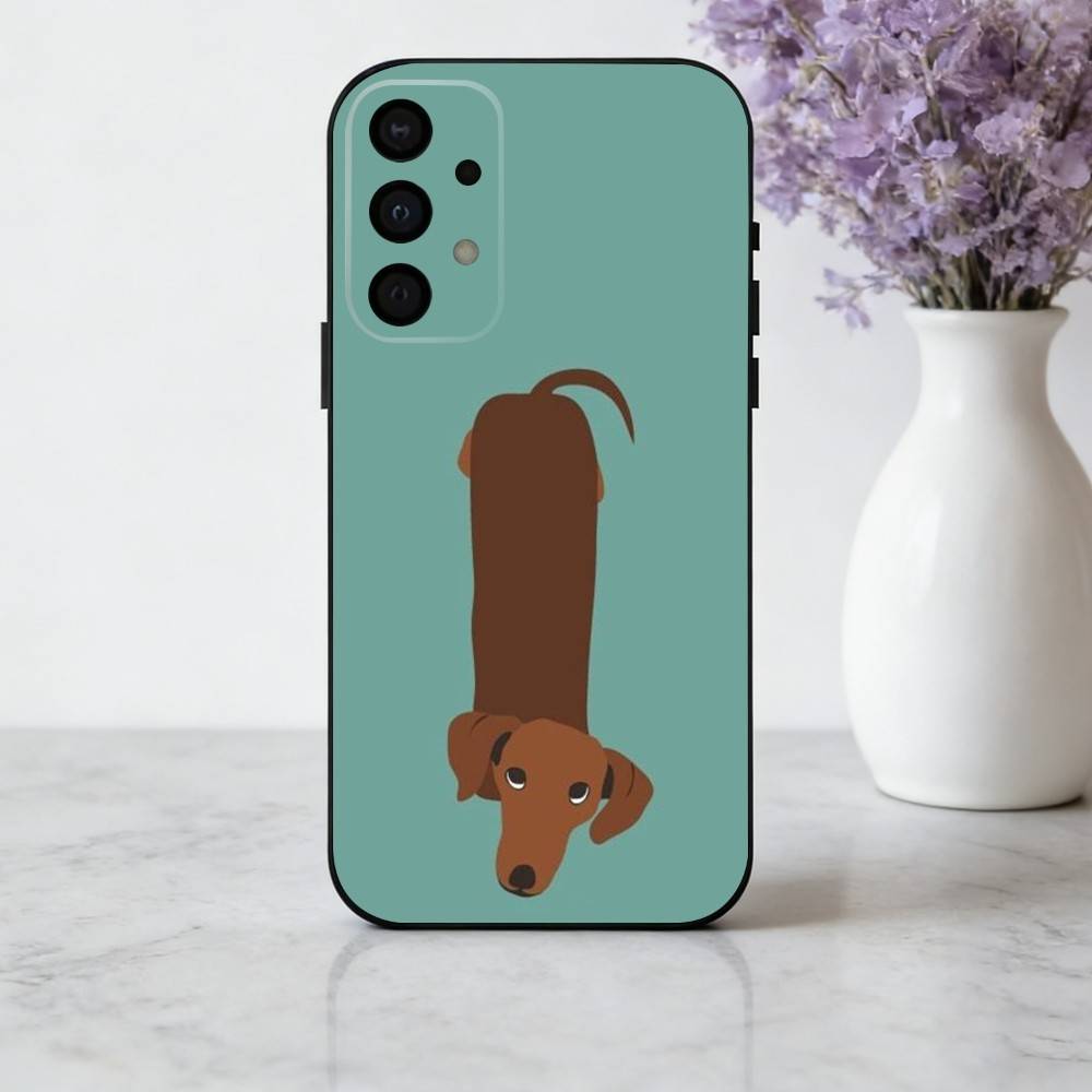 D-Dachshund S-Silhouette ART D-Dog Phone Case For Samsung Galaxy A73,A72,A71,A70,A53,A52,A51,Soft Silicone Black Cover