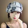 Autumn and Winter Retro British Style Hat Women's Plaid Face Showing Little Beret Warm Painter Hat Sweet Versatile Newspaper Hat