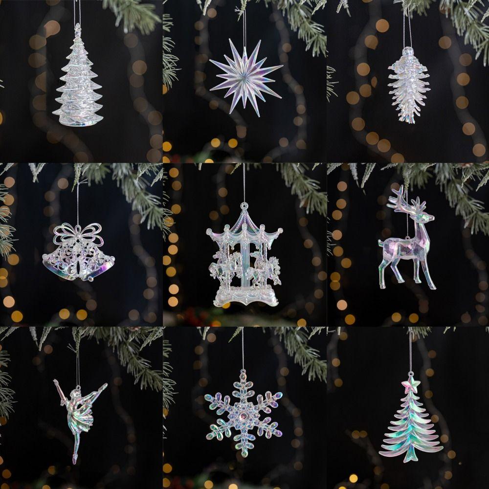 Transparent Christmas Crystal Pendants Acrylic Hanging Ornaments  Navidad Noel