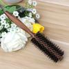 Professional Boar Bristle Nylon Round Hair Brush for Blow Drying Straightening Curling Styling Spiral Design Wooden Handle