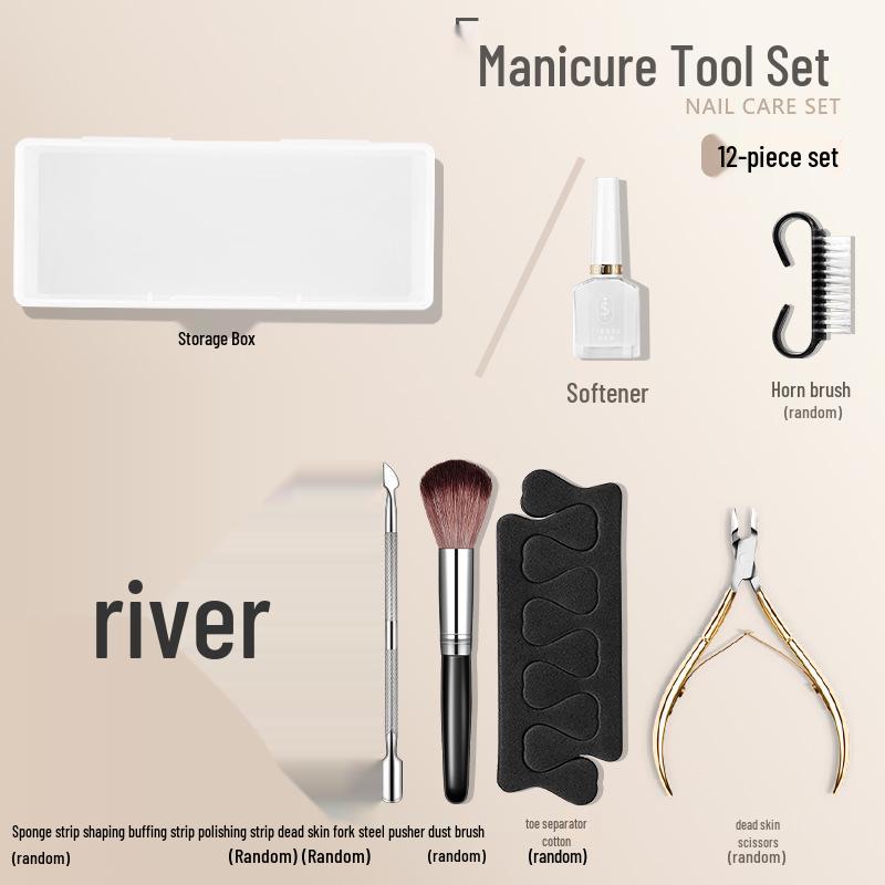 Набор для маникюра в салоне: Ножницы для кутикулы, шлифовальная пилка и коробка для хранения