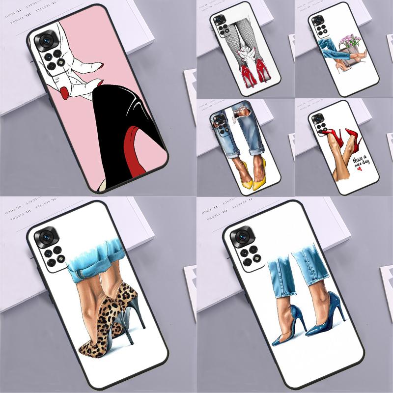 Модный чехол на высоких каблуках для Xiaomi Redmi Note 14 Pro 9 10 11 12 13 Pro 10S 11S 12S Redmi 13C 10C 12C 14C Coque