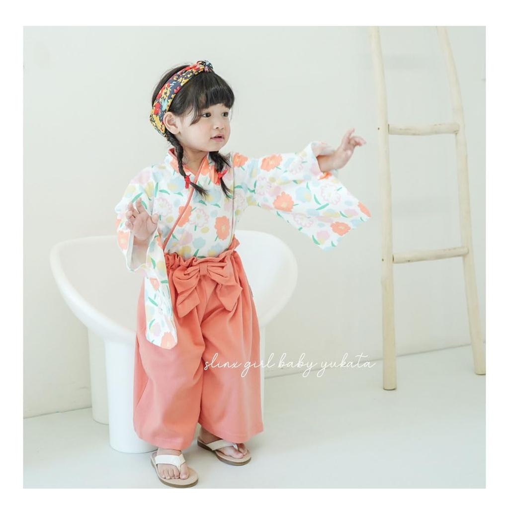 Summer Japanese Hair 3 Piece Japanese Yukata Hakama Top and Bottom New Fireworks Festival HF420 Dango [SLINX] Yukata, Children, Girls, Babies, Kids,