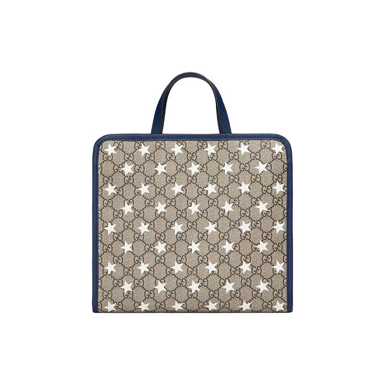 Gucci Five-Pointed Star Print Vintage Logo Canvas And Leather Tote Bag Kids Tote Bags Ebony Dark-Blue 605614-HYYBN-8944