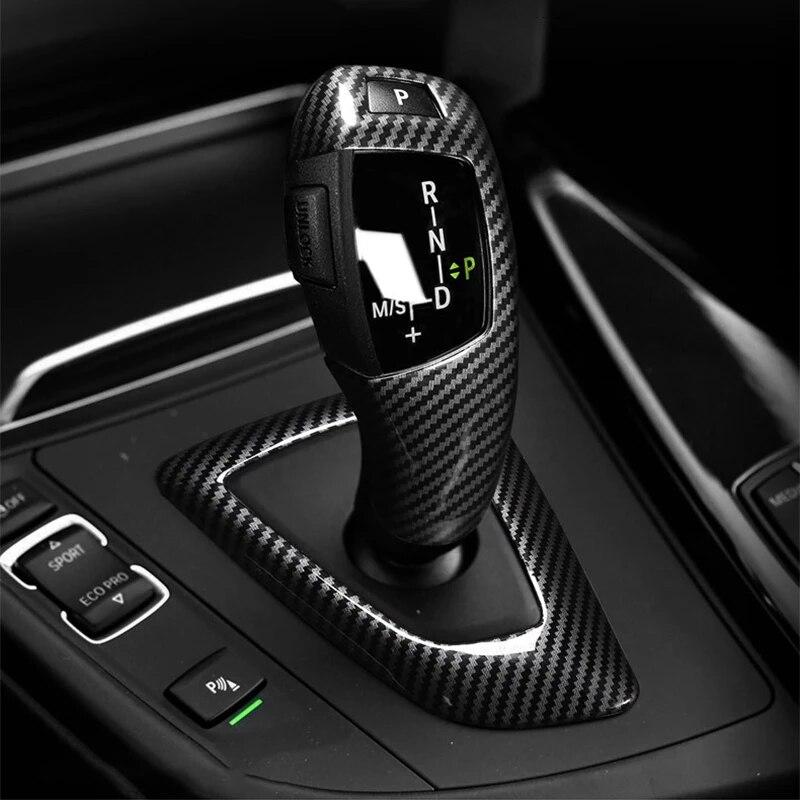Carbon Fiber Texture ABS Car Gear Shift Knob Handbrake Protector Trim Cover Accessories For BMW F30 F10 F20 F34 F07 X3 X4 X5 X6