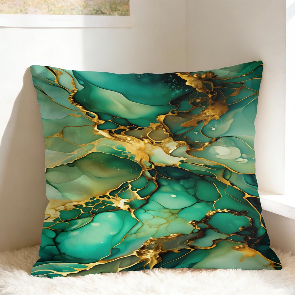 Green And Gold Line Pattern Pillow Case Print Pillow Cover For Sofa Home Decor Vintage Pillowcases