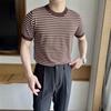 Мужская ретро полосатая вязаная футболка с коротким рукавом на лето 2023 - Дышащий ледяной шелк, круглый вырез