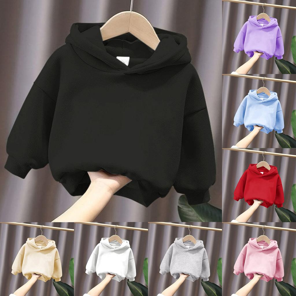 Children's Boys' Fashion Solid Color Pullover Casual Round Neck Hoodie