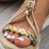 Boho Style Sandals for Women Low Heel Thick Soled Braided Hollow Casual Shoes For Outdoor Wear