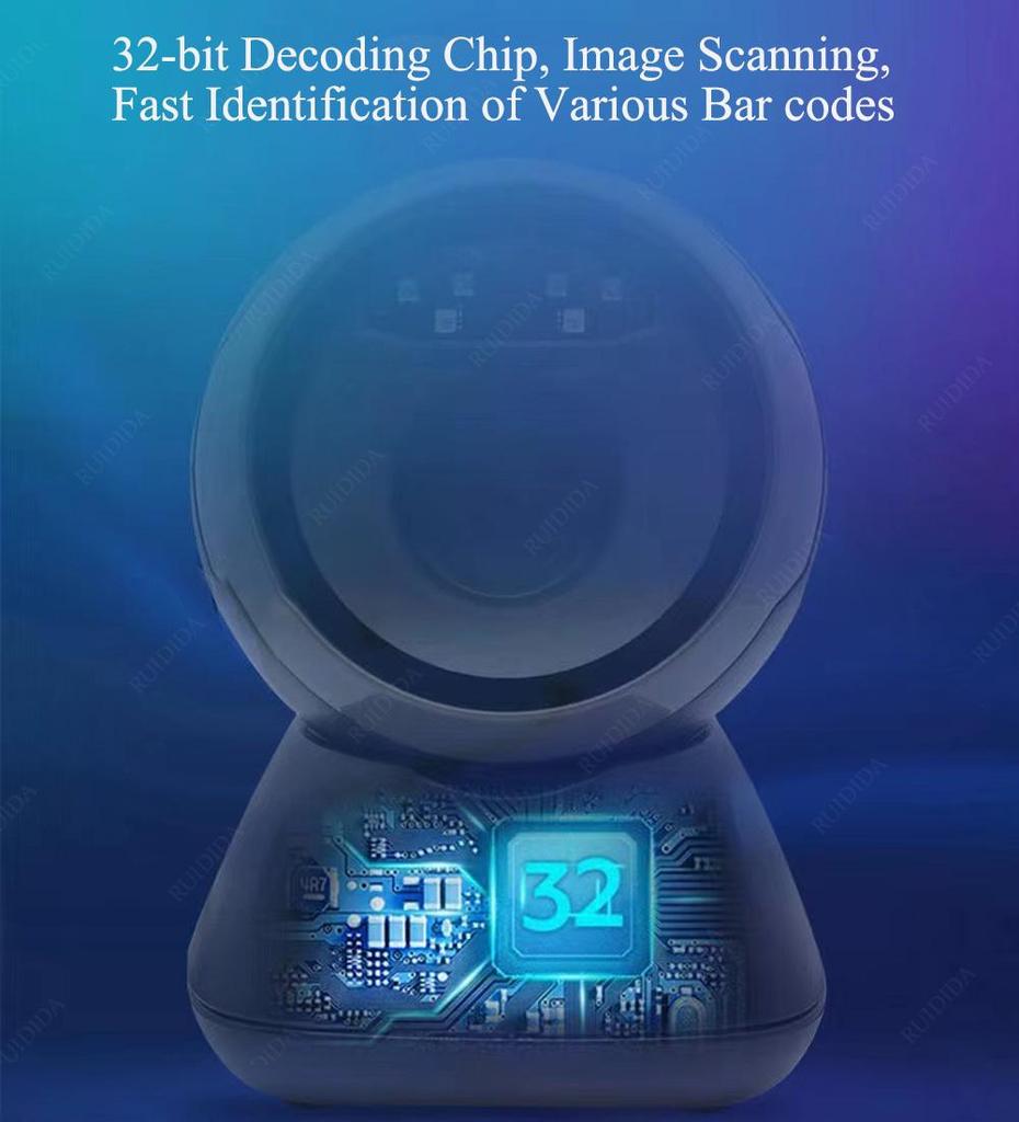 Desktop QR Code Scanner Hands-Free USB Wired Barcode Reader Platform Automatic Scanning Bar Code Scanner 1D 2D Table Bar Reader