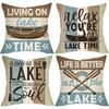 Lake Themed Pillow Cases - “Relax You’re On Lake Time” DecorLiving Room Sofa Cushion Cover, Bedroom Room Decoration