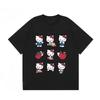 Miniso 2026 Футболка с принтом Hello Kitty, свободная, повседневная, милая, модная, с круглым вырезом, короткий рукав, универсальная, для женщин и девочек