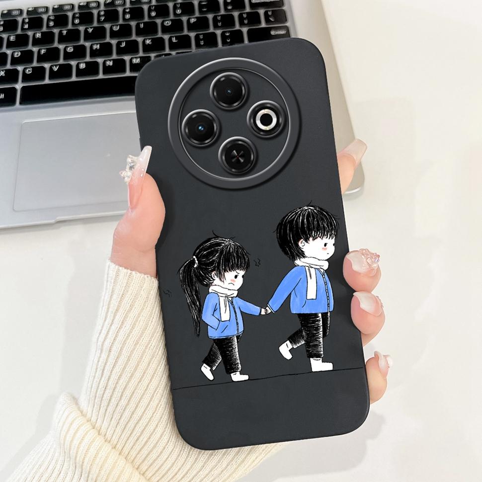 Spark30C Cover For Tecno Spark 30C 2024 Case Cute Cartoon Girl Cover Soft Silicone Phone Case For Spark 30 C Spark30 Full Bumper