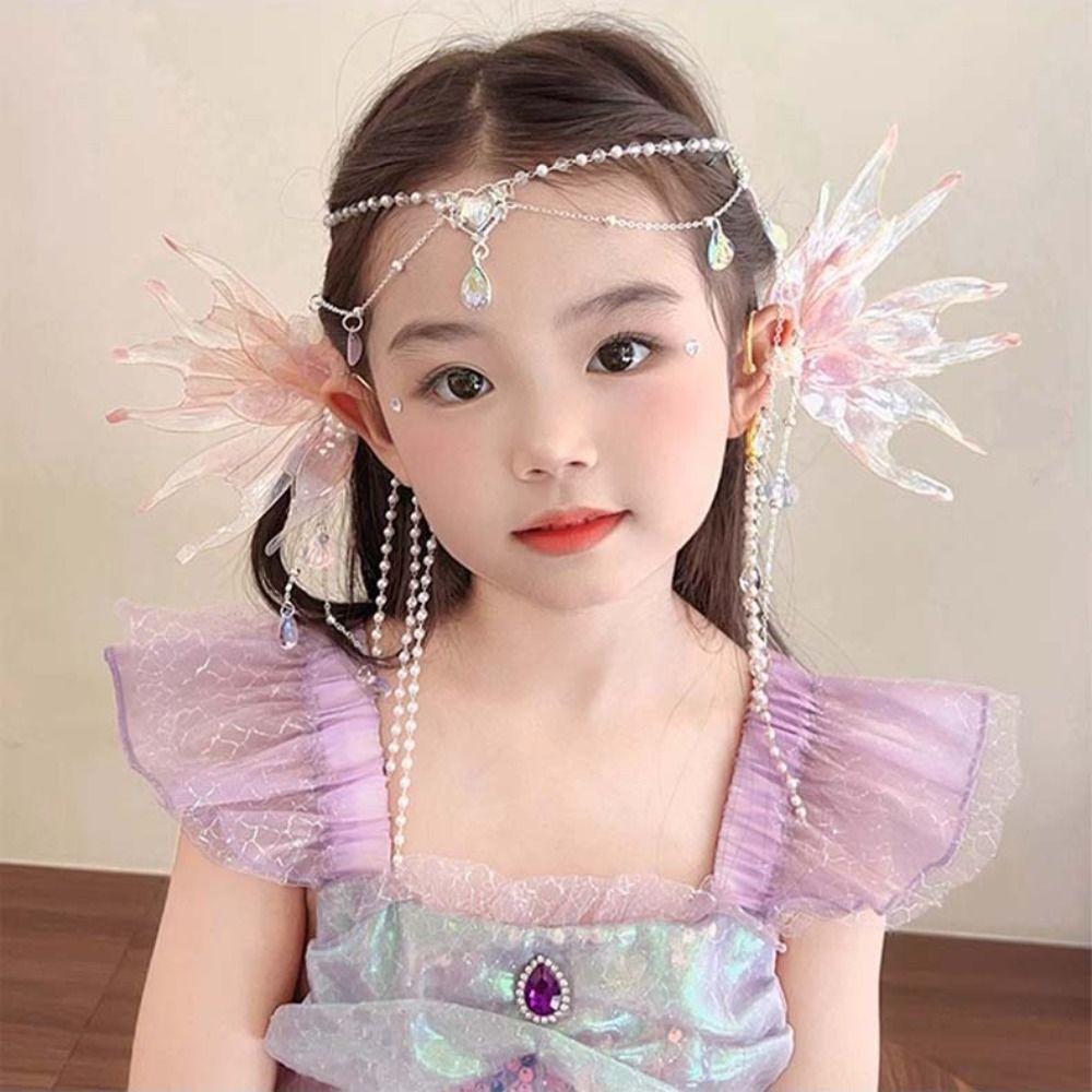 A Pair Hanfu Hair Accessories Mermaid Princess Tassel Earrings  for Cosplay Costumes