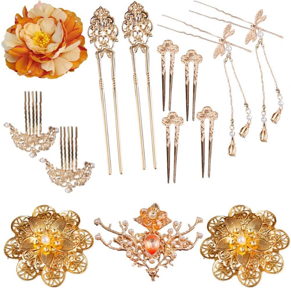 1 set Classical Ancient Hair Stick Chinese Style Hanfu Hair Accessories Flower Hair Comb  Jewelry