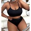 0XL - 4XL Ribbed Bikini Large Size Swimwear Plus Size Women Swimsuit Female Two-pieces Bikini Set Bather Bathing Suit Swim V4987