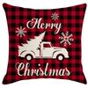 Новая черная и красная клетчатая рождественская праздничная наволочка с лосем, чехол для подушки с рождественской елкой для автомобиля